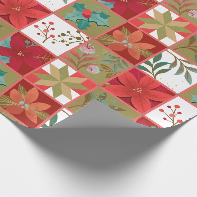 Papier Cadeau Ceinture à fleurs en étoile de Noël (Coin)