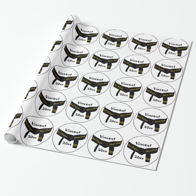 Papier Cadeau Ceinture noire de 2e degré d'arts martiaux (Déroulé)