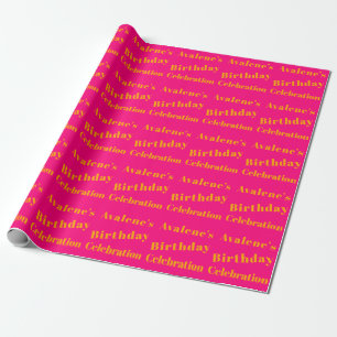 Papier Cadeau Célébration d'anniversaire Bold Pink et Bright Ora