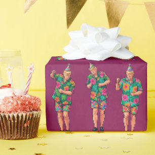 Papier Cadeau Célébration d'anniversaire de Trump dansant MAGA 