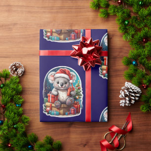 Papier Cadeau Célébration de Noël de Cute Koala