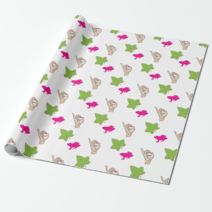 Papier Cadeau Célébrations assez roses et vertes