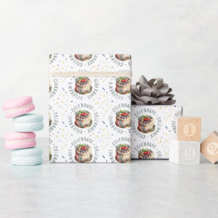 Papier Cadeau Célébrations, gâteaux et confettis
