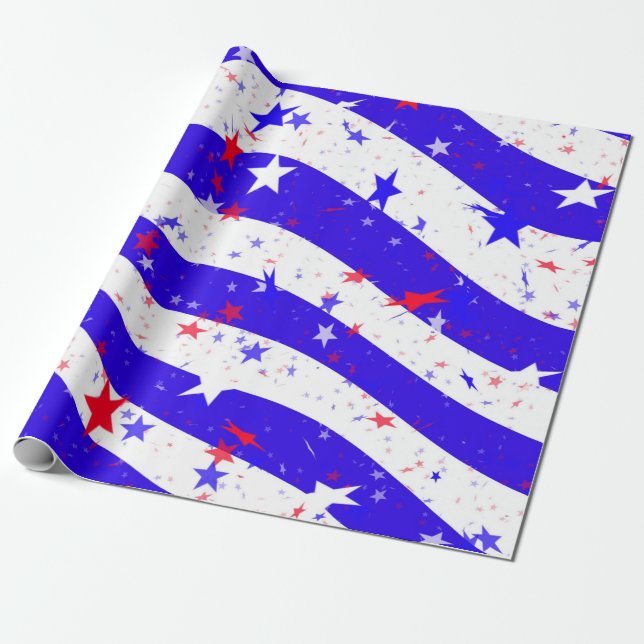Papier Cadeau Célébrez le Blanc Rouge et le Bleu (Déroulé)