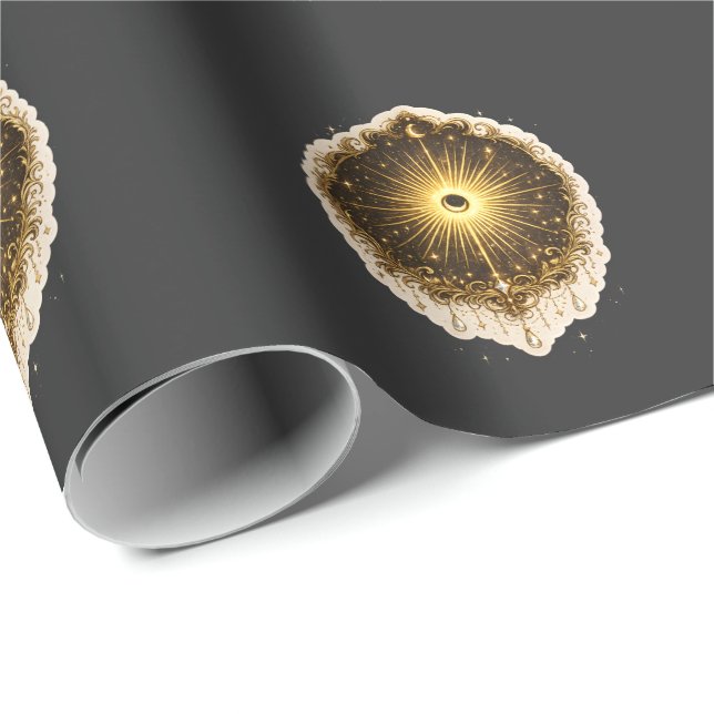 Papier Cadeau Celestial Sun Moon Symbol Sacred Cosmic Balance (Coin rond)