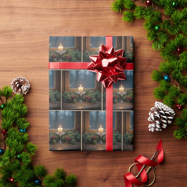 Papier Cadeau Centre De Noël Par Fenêtre Fermière (Cadeau de vacances)