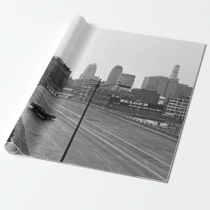 Papier Cadeau Centre-ville de Kansas City Skyline - Photo noir e