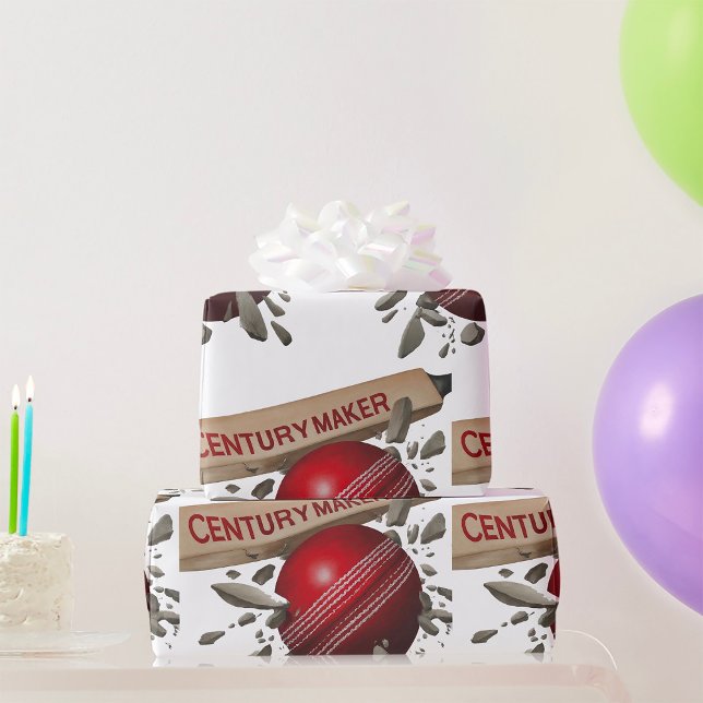 Papier Cadeau Century Maker Cricket Bat et Ball Sports (Créateur téléchargé)