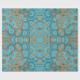 Papier Cadeau Cercle Concentré Dégradé Orange Rust Turquoise