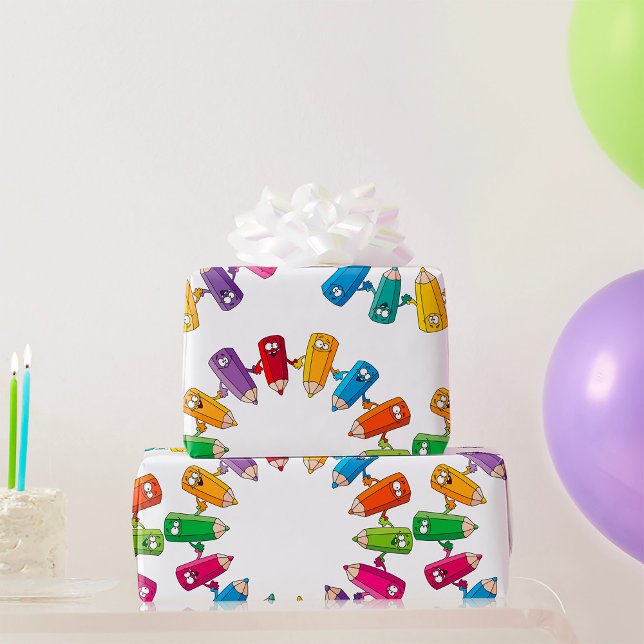 Papier Cadeau Cercle De Crayons (Créateur téléchargé)