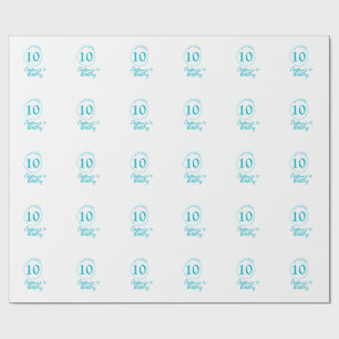 Papier Cadeau Cercle turquoise. Parties scintillant ronde 10e an