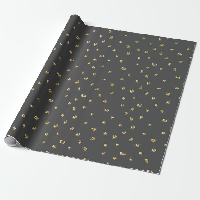 Papier Cadeau Cercles abstraits modernes d'or sur l'emballage (Déroulé)