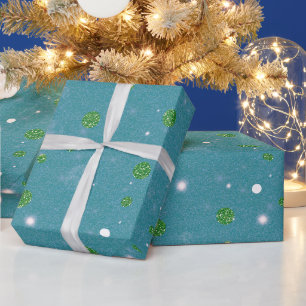 Papier Cadeau Cercles Abstraits Parties scintillant Gold Green N