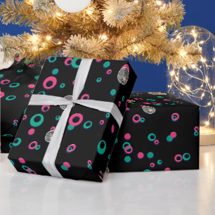 Papier Cadeau Cercles Abstraits Parties scintillant Gold Vert ro
