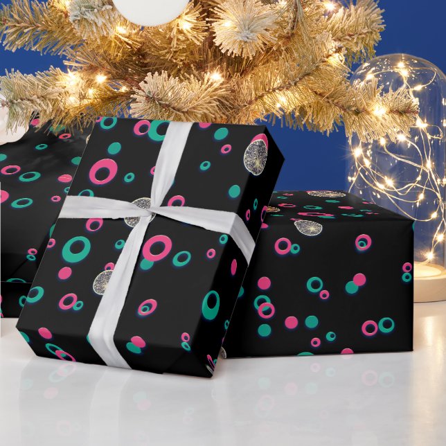 Papier Cadeau Cercles Abstraits Parties scintillant Gold Vert ro (Vacances)