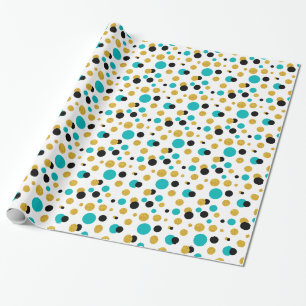 Papier Cadeau Cercles aléatoires Motif Black Blue & Gold Parties