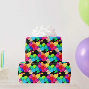 Papier Cadeau Cercles Arc-En-Ciel Sur Noir