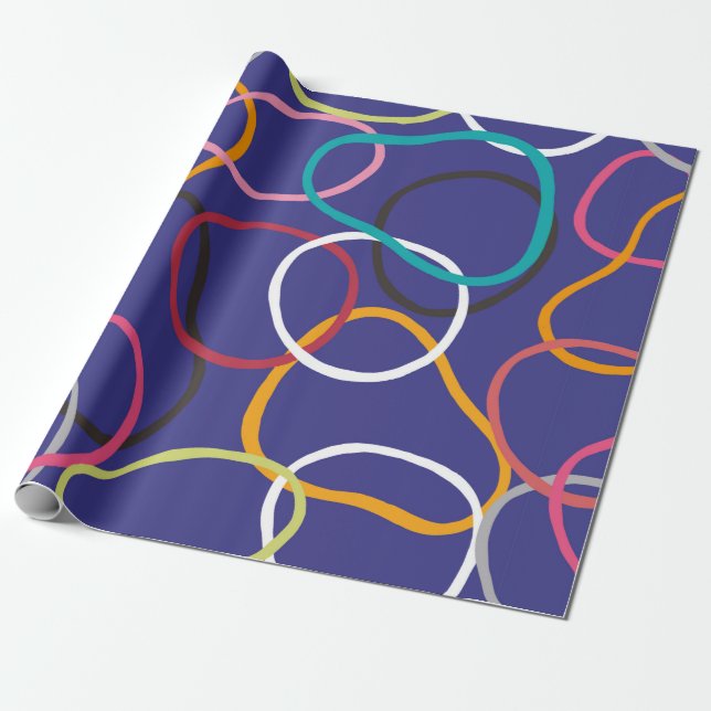 Papier Cadeau Cercles, bandes abstraites sans couture motif vint (Déroulé)