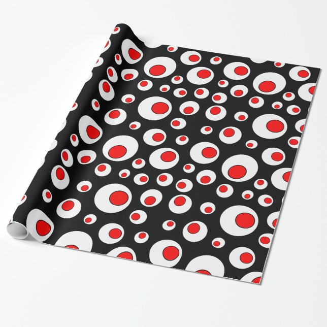 Papier Cadeau Cercles blancs rouges frais géométriques abstraits (Déroulé)