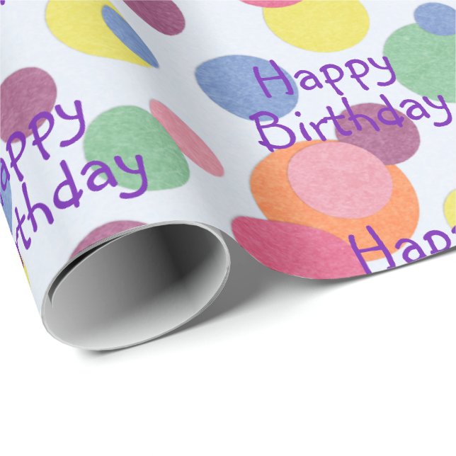 Papier Cadeau Cercles d'anniversaire heureux (Coin rond)