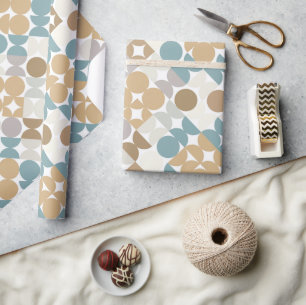 Papier Cadeau Cercles de beige taupe sarcelle clair chic motif