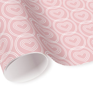 Papier Cadeau Cercles de cœur d'amour mignons rose gêné motif mo