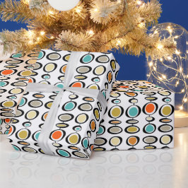 Papier Cadeau Cercles de pendaison funky Retro milieu du siècle