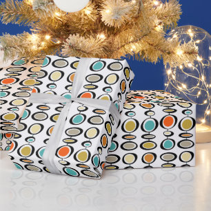 Papier Cadeau Cercles de pendaison funky Retro milieu du siècle