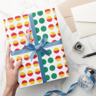 Papier Cadeau Cercles de points rouges jaunes verts