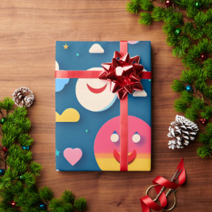 Papier Cadeau Cercles de sourire 3D Motif arc-en-ciel