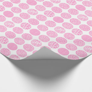 Papier Cadeau Cercles décoratifs - rose et blanc