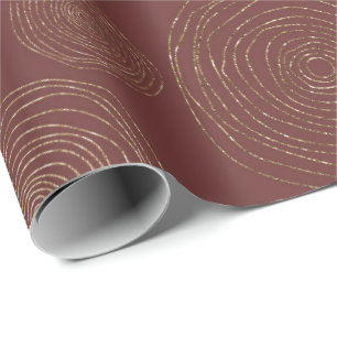 Papier Cadeau Cercles dorés de la spirale funky Maroon bordeaux