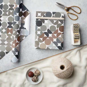 Papier Cadeau Cercles motif beige taupe gris marron