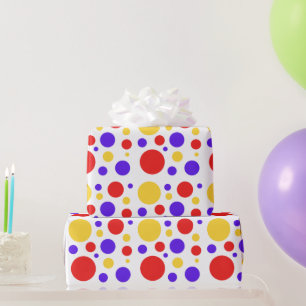 Papier Cadeau Cercles rouges bleu jaune