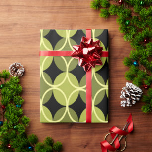 Papier Cadeau Cercles sur cercles - Vert et Jaune