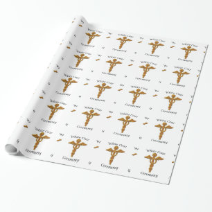 Papier Cadeau Cérémonie de la robe blanche Médicale or, cadea