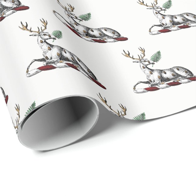 Papier Cadeau Cerf avec Emblème héraldique de graisse (Coin rond)