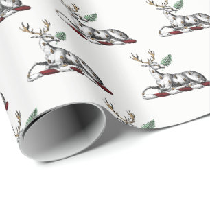 Papier Cadeau Cerf avec fougère emblème de crête héraldique