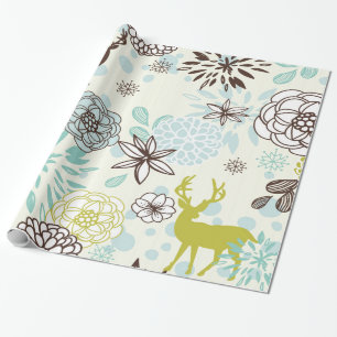 Papier Cadeau Cerf bleu vintage