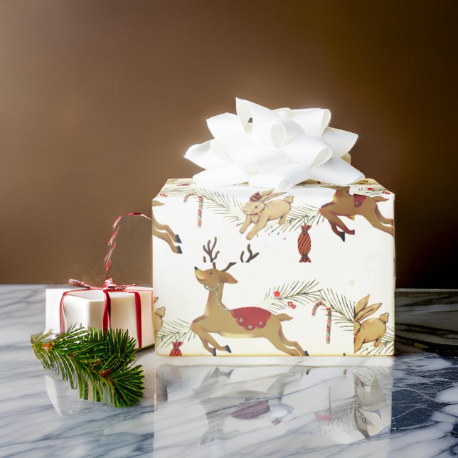 Papier Cadeau Cerf de Noël | Papier d'enveloppement de lapin (Créateur téléchargé)