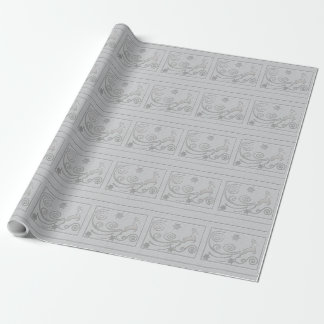 Papier Cadeau Cerf de Rein Argent Stylisé