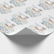 Cerf et fleurs personnalisés aquarelle Hiver