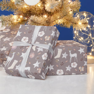 Papier Cadeau Cerf scandinave de Noël nordique