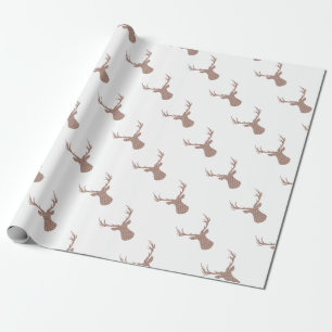 Papier Cadeau Cerfs communs - bandes - brun et blanc