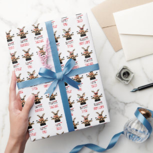 Papier Cadeau Cerfs de Noël sur moto