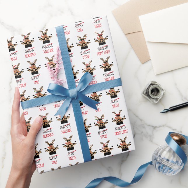 Papier Cadeau Cerfs de Noël sur moto (Cadeaux)