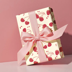 Papier Cadeau Cerises rouges à l'aquarelle – Moderne – Saint-Val
