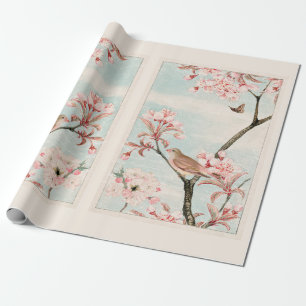 Papier Cadeau Cerisier En Fleur D'Oiseau Bee Moth Découpage Ti