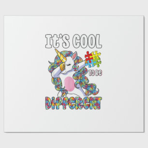 Papier Cadeau C'est cool d'être différent Licorne Dabbing Autism