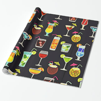 Papier Cadeau C'est des cocktails 5 heures quelque part